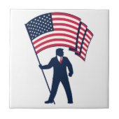 米国旗を掲げるトランプ大統領 タイル (正面)