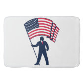 米国旗を掲げるトランプ大統領 バスマット (正面)