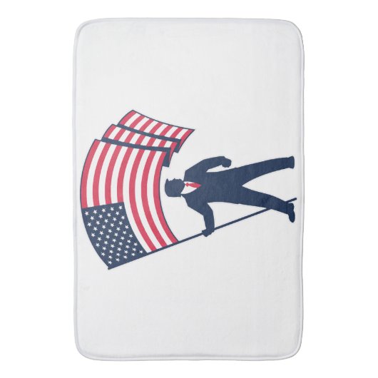 米国旗を掲げるトランプ大統領 バスマット (正面縦)