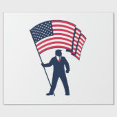 米国旗を掲げるトランプ大統領 ラッピングペーパー (フラット)