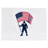米国旗を掲げるトランプ大統領 ラージペーパーバッグ (裏面)