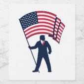 米国旗を掲げるトランプ大統領 ワインラベル (シングルラベル)