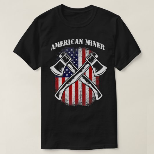 米国旗アメリカ鉱夫 Tシャツ (デザイン正面)