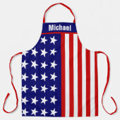 米国旗クールデザインエプロン、パトリオットBBQグリルシェフ エプロン (正面)