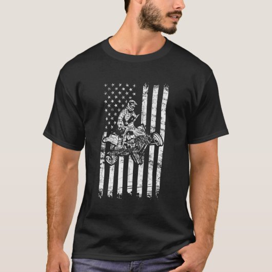 米国旗クール四輪車クワッドバイクAtv Offr Tシャツ (正面)