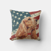 米国旗グランジコッカースパニエル犬犬 クッション (正面)