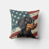 米国旗グランジダシュント犬 クッション (正面)