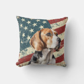 米国旗グランジビーグルハウンドッグ クッション (正面)