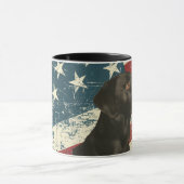 米国旗グランジブラックラブラドールレトリエバードッグ マグカップ (中央)