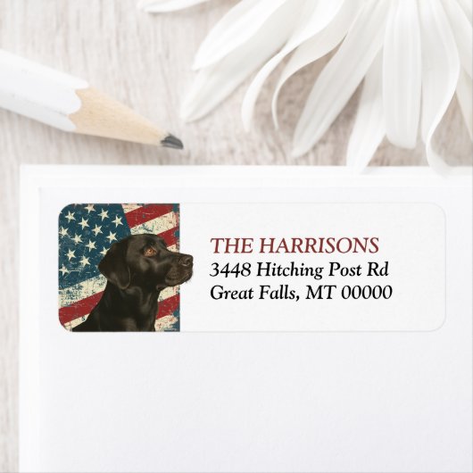 米国旗グランジブラックラブラドールレトリエバードッグ ラベル (インサイチュ)