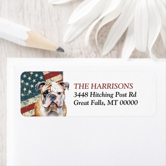 米国旗グランジブルドッグ ラベル (インサイチュ)