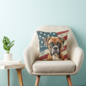 米国旗グランジボクサー犬 クッション (椅子)