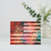 米国旗グランジ画#5 ポストカード (スタンド正面)