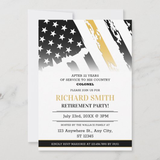 米国旗ゴールデンライン空軍引退 招待状 (正面)