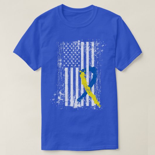 米国旗ダウン症候群認識度 Tシャツ (デザイン正面)