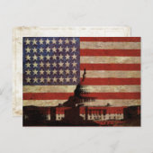 米国旗ハガキとキャピトルヒルのシルエット ポストカード (正面/裏面)