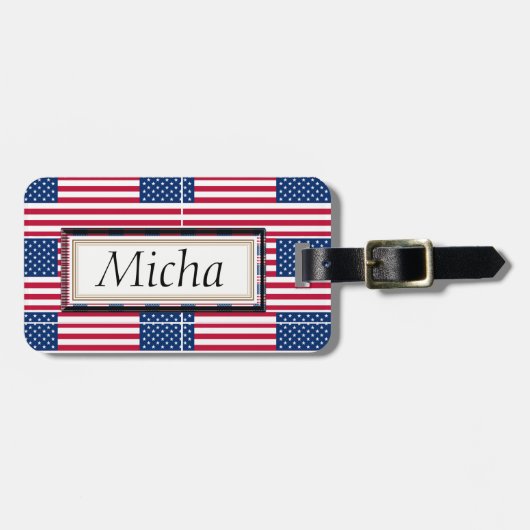 米国旗パターンモノグラム ラゲッジタグ (正面横)