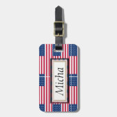 米国旗パターンモノグラム ラゲッジタグ (正面縦)