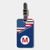 米国旗パーソナライズされたの旅モダン行荷物 ラゲッジタグ (正面縦)