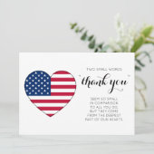 米国旗パーソナライズされたアメリカハート軍隊 サンキューカード (スタンド正面)