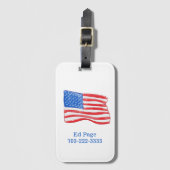 米国旗パーソナライズされた ラゲッジタグ (正面縦)