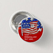 米国旗パーソナライズなPin /Roundボタン 缶バッジ (正面&裏面)