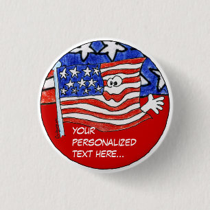 米国旗パーソナライズなPin /Roundボタン 缶バッジ