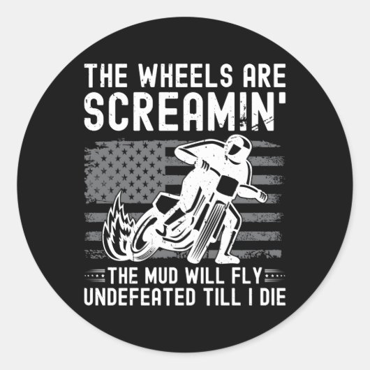 米国旗フラットトラックモーターサイクルレース ラウンドシール (正面)