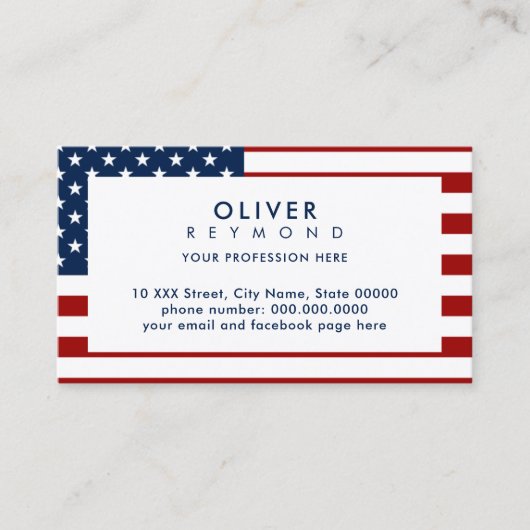 米国旗モダンを持つアメリカの名刺 名刺 (正面)