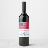 米国旗モダン兵隊の行く遠くにパーティー ワインラベル (正面)