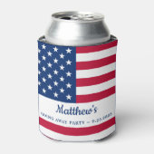 米国旗モダン兵隊の行く遠くにパーティー 缶クーラー (缶正面)