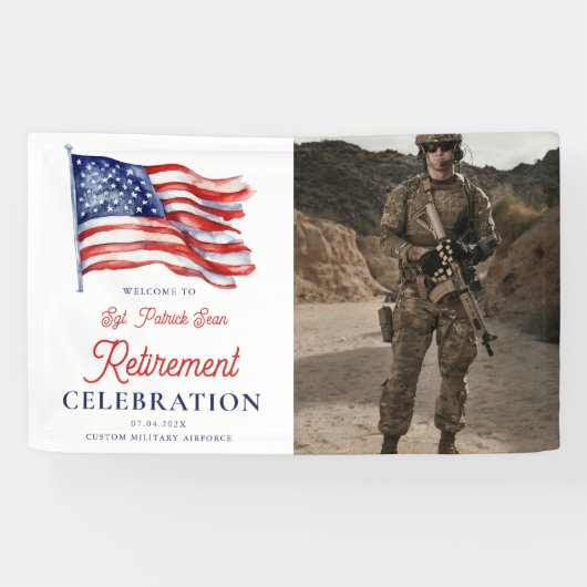 米国旗モダン軍の退職歓迎サイン 横断幕 (横)