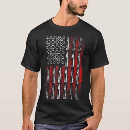 米国旗ライフル米国旗の銃の権利 Tシャツ (正面)