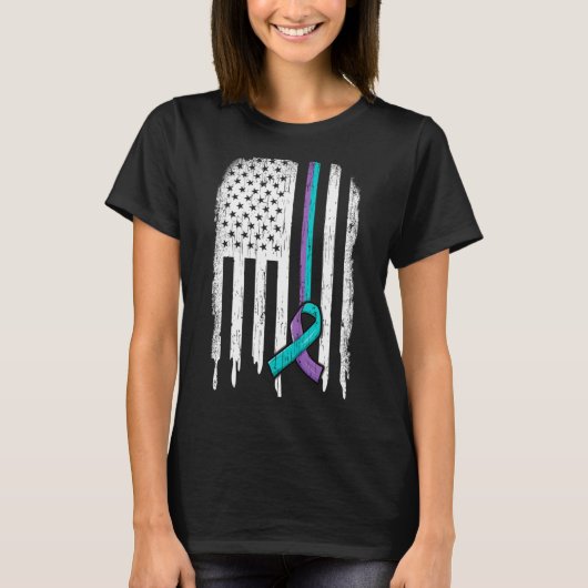 米国旗リボンサバイバー予防シャツ Tシャツ (正面)