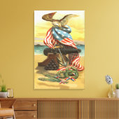 米国旗リースビーチキャノンいかりイーグル キャンバスプリント (インサイチュ (リビング))