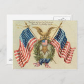 米国旗リースメダルイーグル ポストカード (正面/裏面)