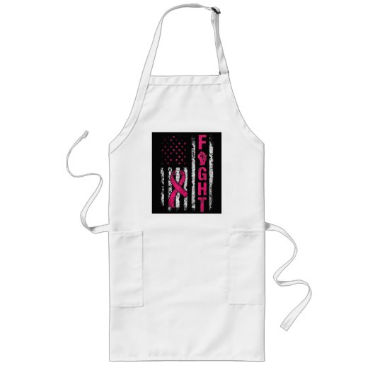 米国旗乳がん啓発 ロングエプロン (正面)