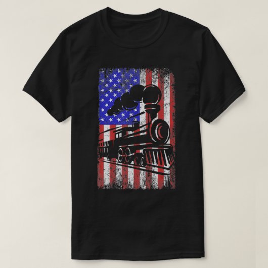 米国旗列車鉄道模型鉄道模型列車収集家 Tシャツ (デザイン正面)