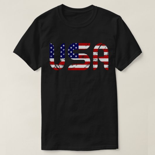 米国旗動揺してタイポグラフィ Tシャツ (デザイン正面)
