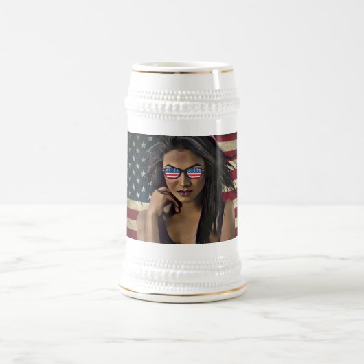 米国旗動揺して ビールジョッキ (中央)
