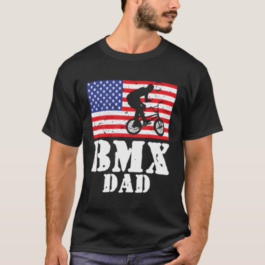 米国旗動揺してBmxパパメンズギフト Tシャツ (正面)