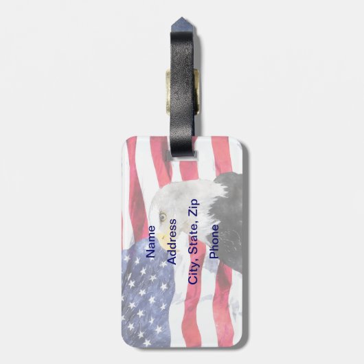 米国旗及びワシ ラゲッジタグ (裏面縦)