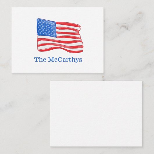 米国旗名門私立校風のパーソナライズされた ノートカード (正面/裏面)