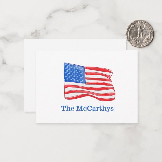 米国旗名門私立校風のパーソナライズされた ノートカード (正面/裏面インサイチュ)