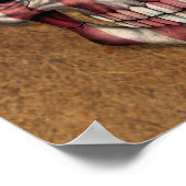 米国旗擦り切れた旗スカル ポスター (角)