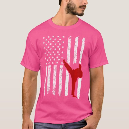 米国旗空手戦闘機 Tシャツ (正面)