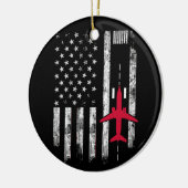 米国旗空港飛行機飛行機パイロットギフト セラミックオーナメント (左)