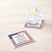 米国旗結婚の スクエアペーパーコースター (インサイチュ)