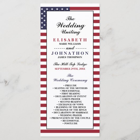米国旗結婚の プログラム (正面)