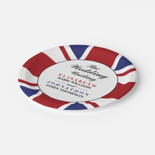 米国旗結婚の ペーパープレート (アングル)